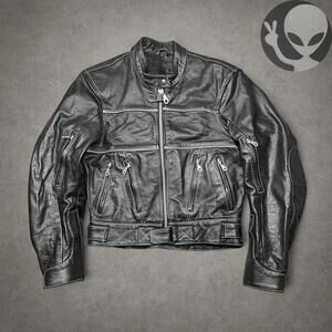 Xelement Motorcycle Jacket Leather Womens Medium Heavy Padding Lined Vented 90s